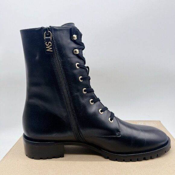 Stuart Weitzman Laine Leather Combat Lace Up Boots Black US 10 EU 40.5 NEW - Picture 9 of 13